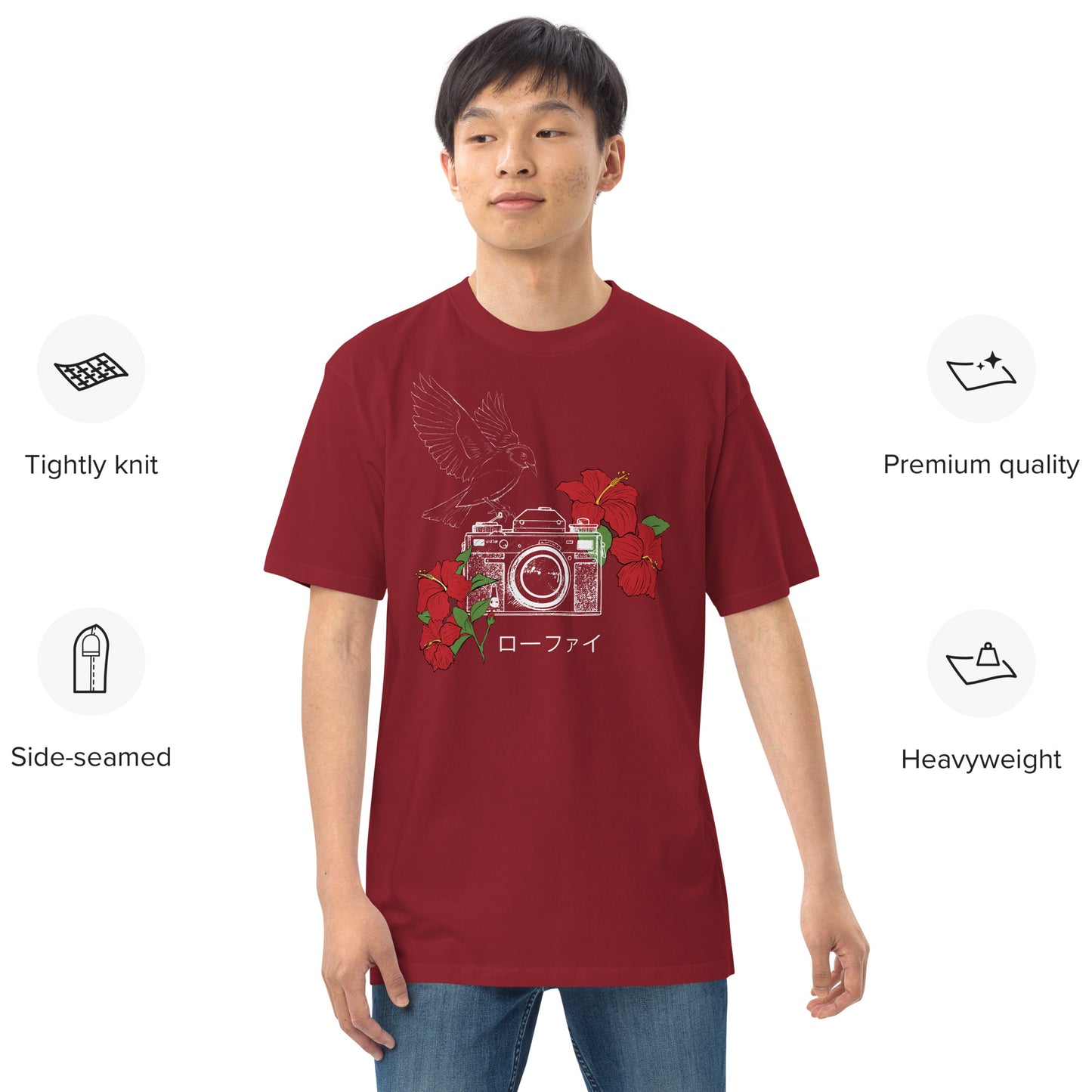 Hibiscus Lo-Fi Camera Men’s Premium Heavyweight Tee