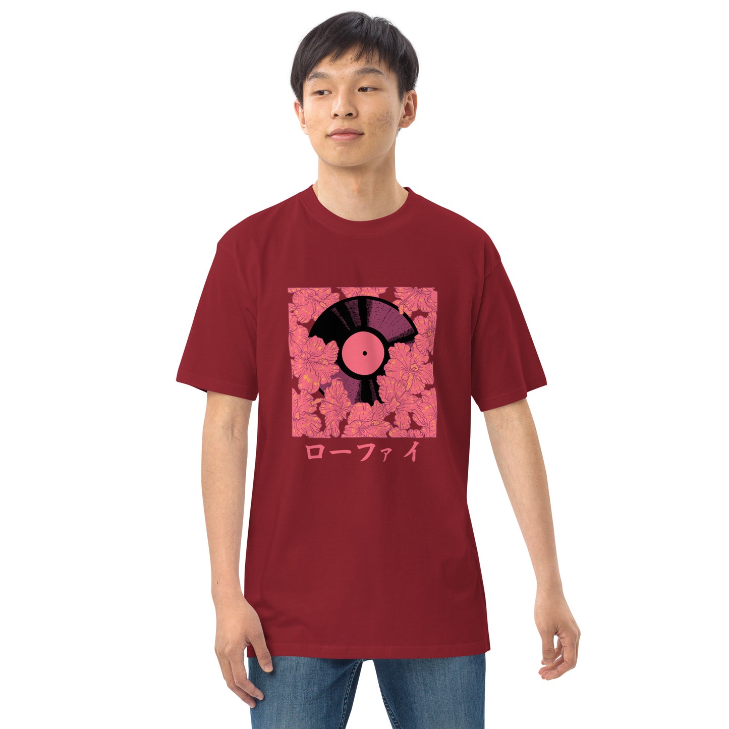 Lo-Fi Red Hibiscus Men’s Premium Heavyweight Tee