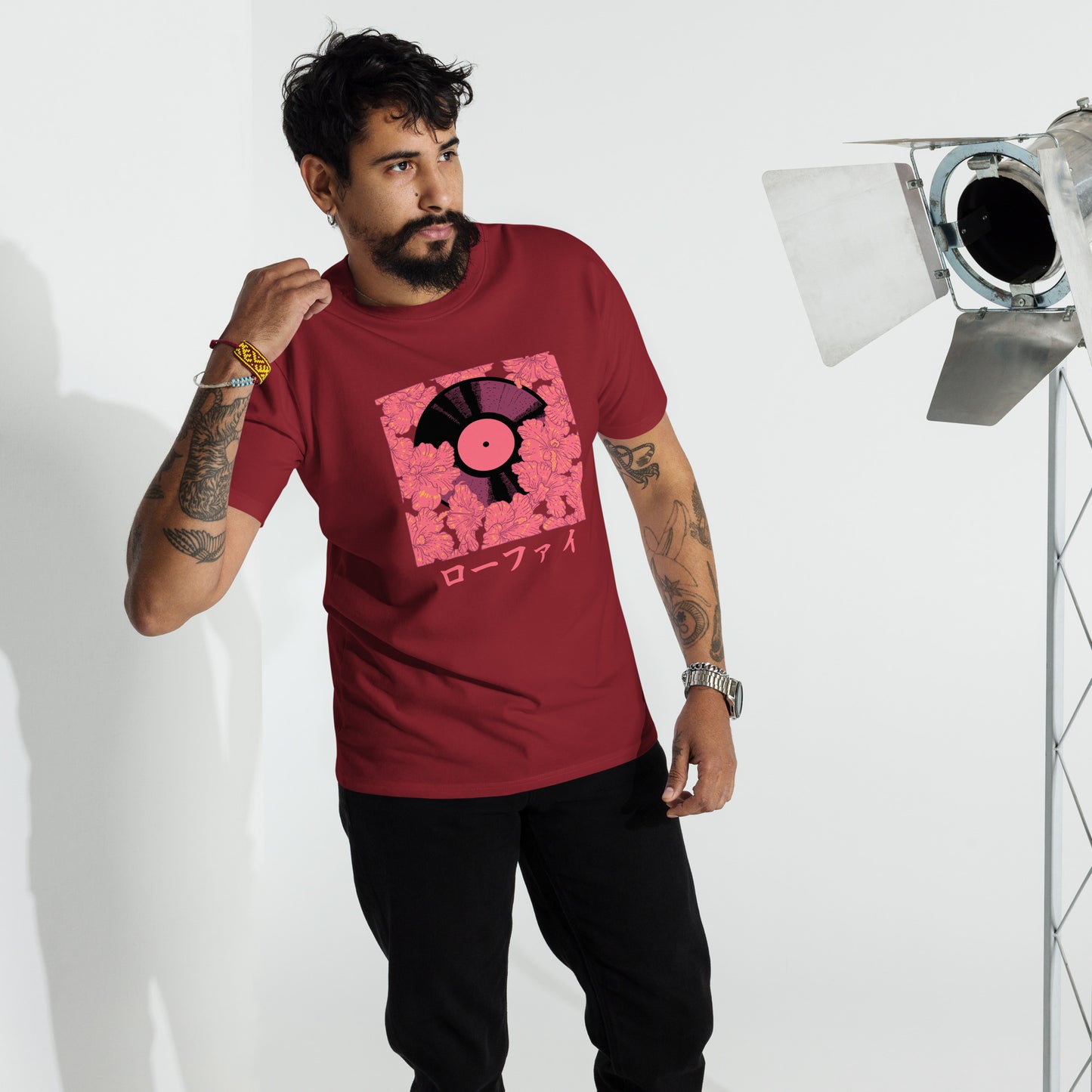 Lo-Fi Red Hibiscus Men’s Premium Heavyweight Tee