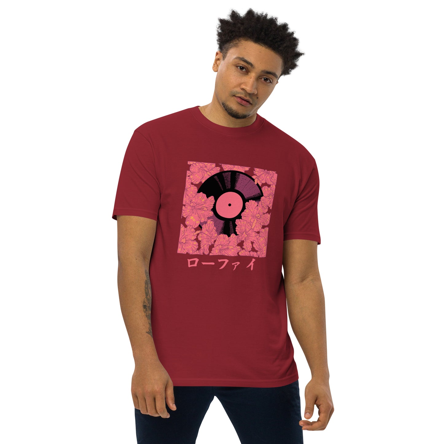 Lo-Fi Red Hibiscus Men’s Premium Heavyweight Tee