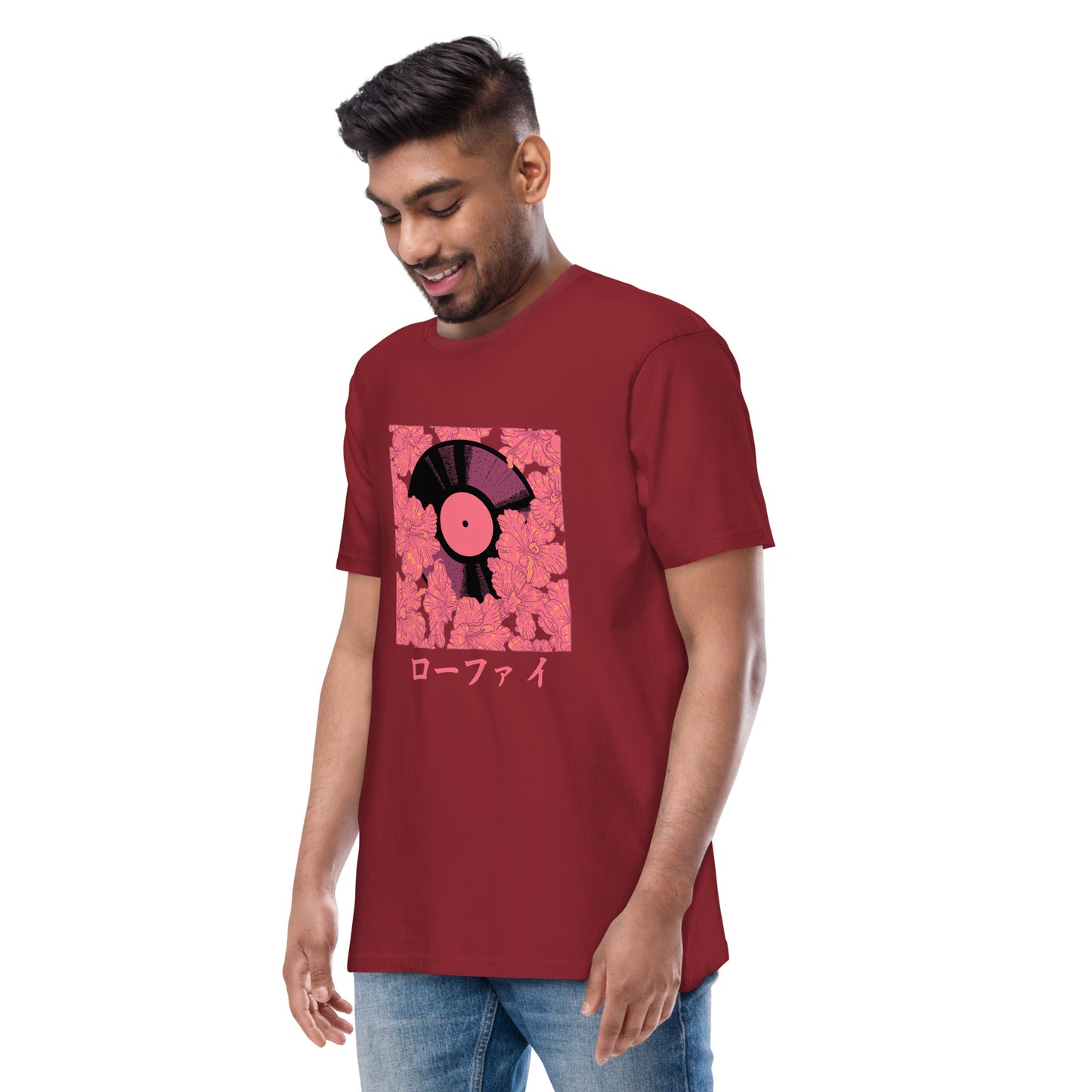 Lo-Fi Red Hibiscus Men’s Premium Heavyweight Tee