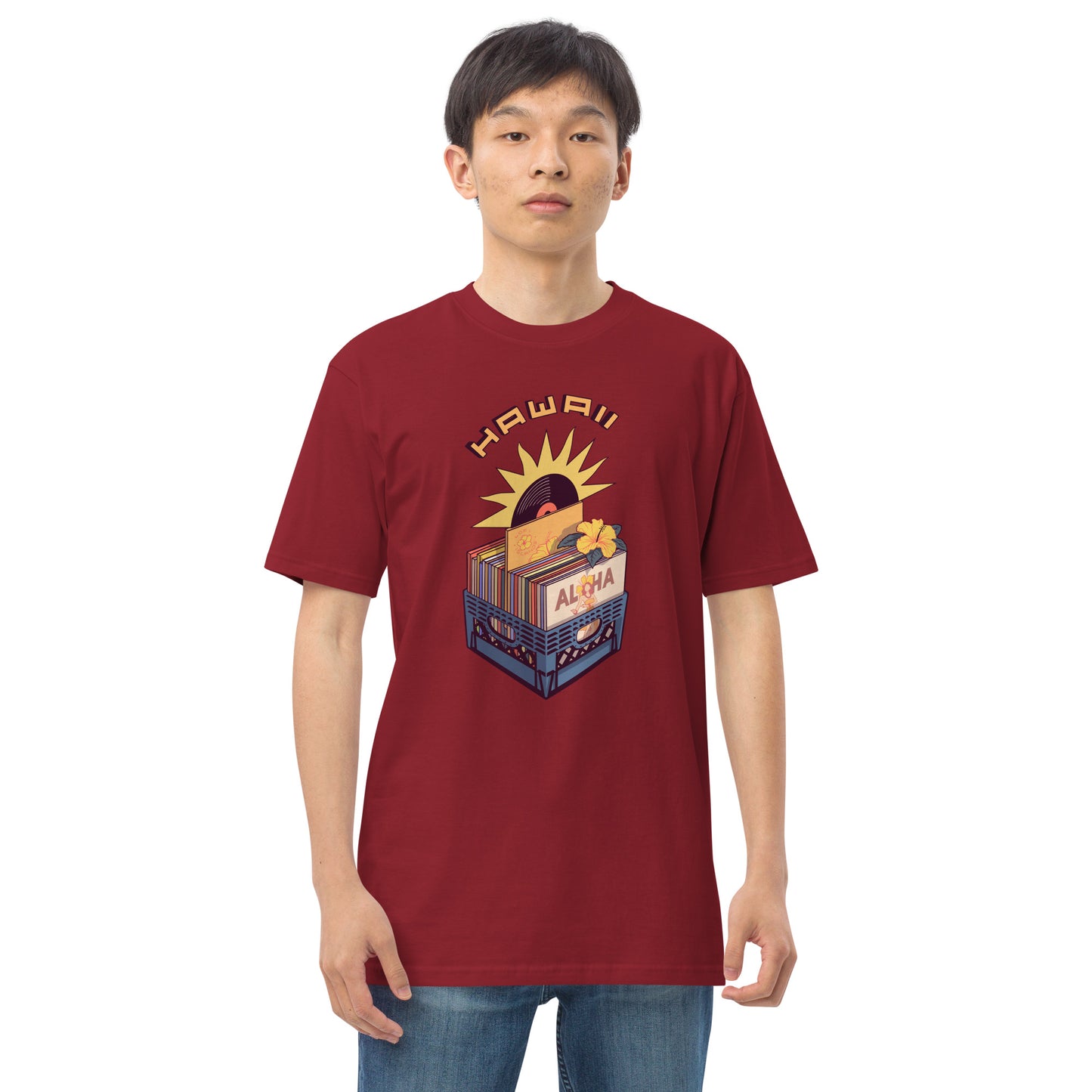 Hawaii Vinyl Records Men’s Premium Heavyweight Tee