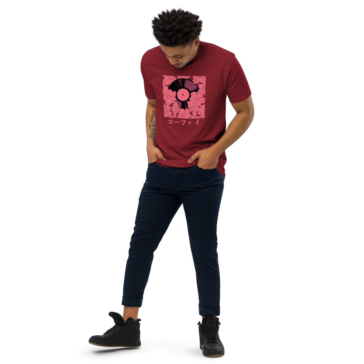 Lo-Fi Red Hibiscus Men’s Premium Heavyweight Tee