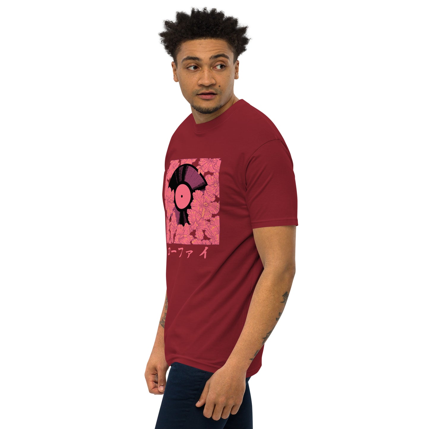 Lo-Fi Red Hibiscus Men’s Premium Heavyweight Tee