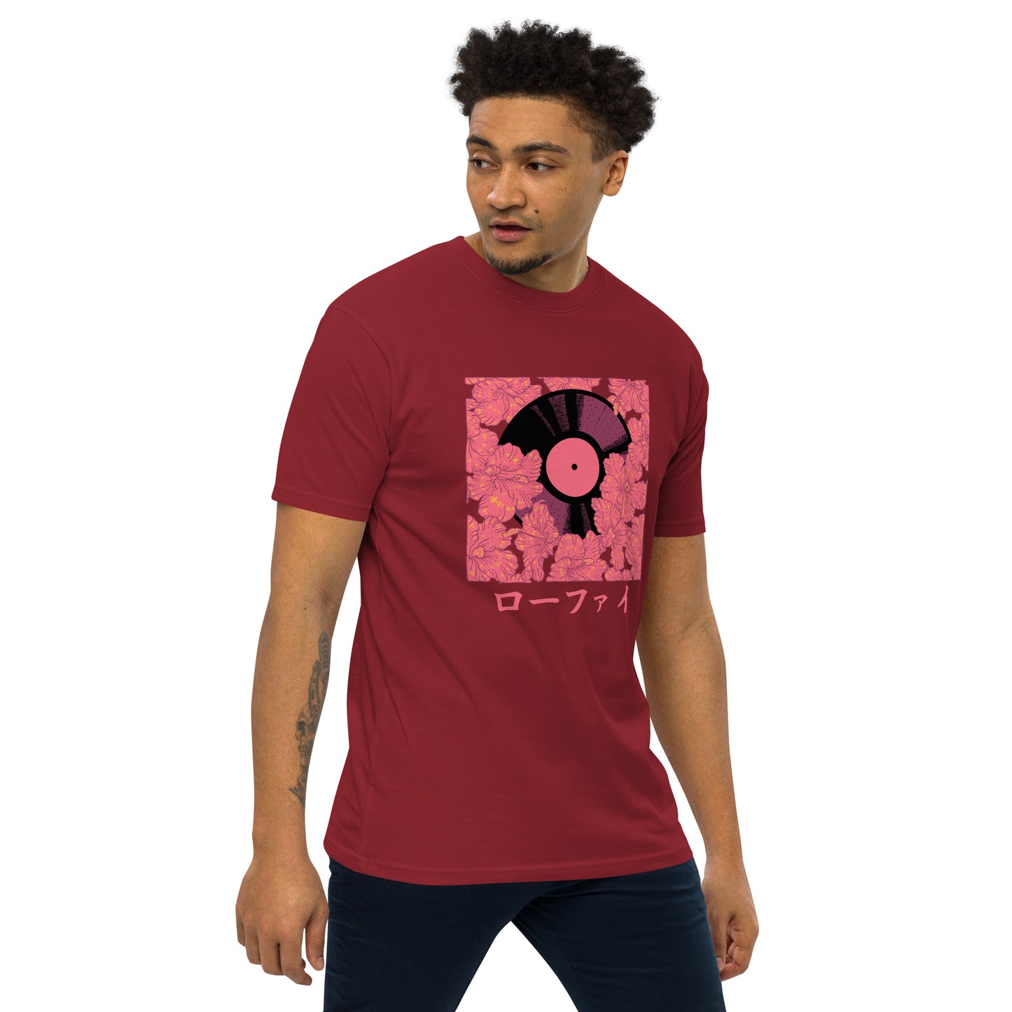 Lo-Fi Red Hibiscus Men’s Premium Heavyweight Tee