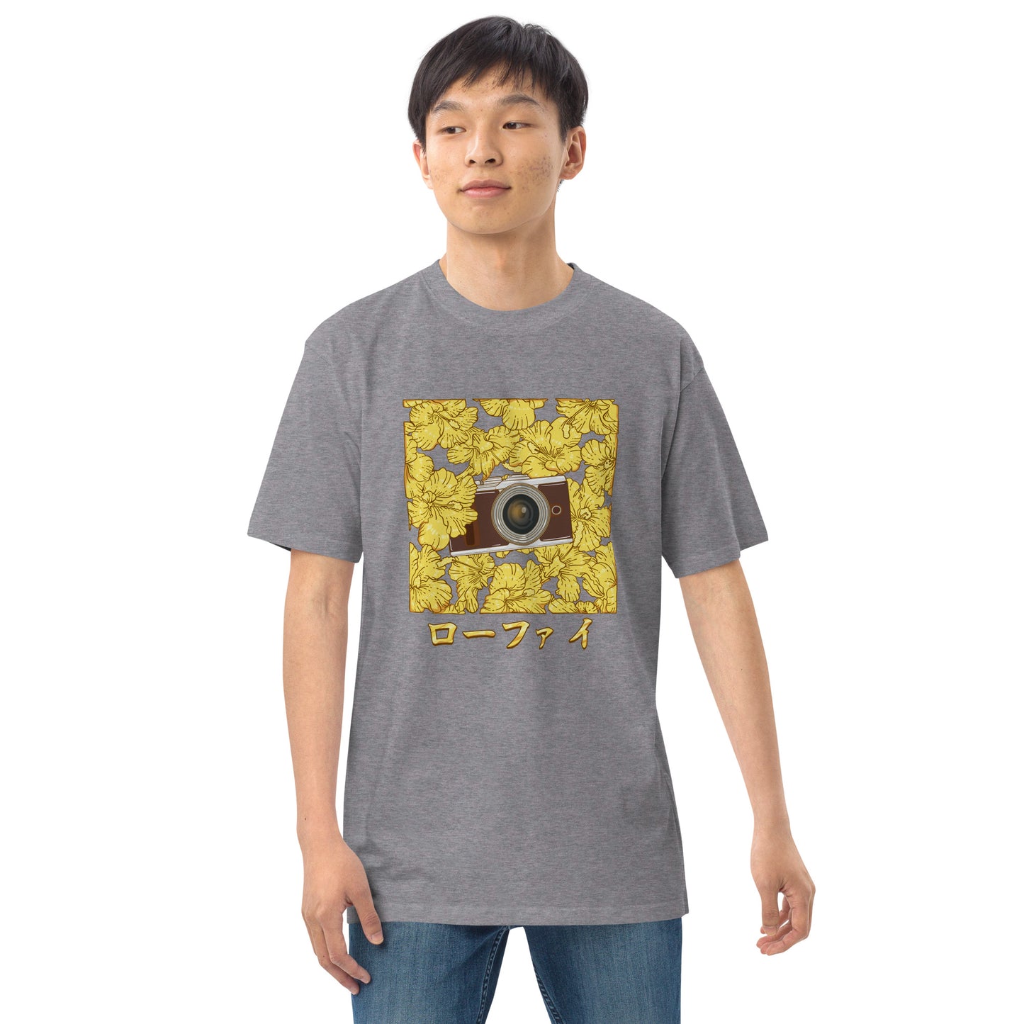 Lo-Fi Gold Hibiscus Men’s Premium Heavyweight Tee