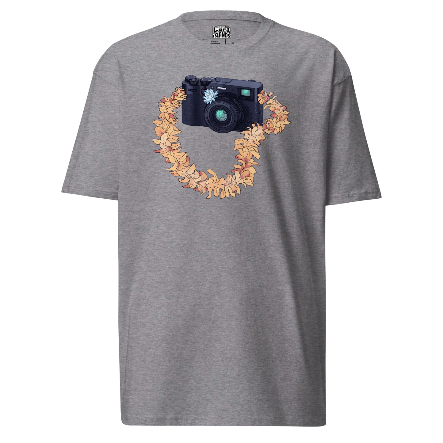 Vintage Camera Flower Lei Men’s Premium Heavyweight Tee