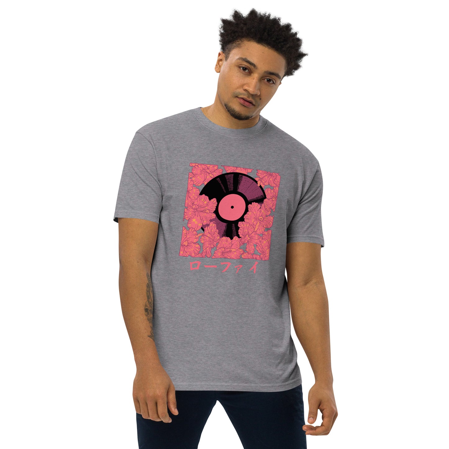 Lo-Fi Red Hibiscus Men’s Premium Heavyweight Tee