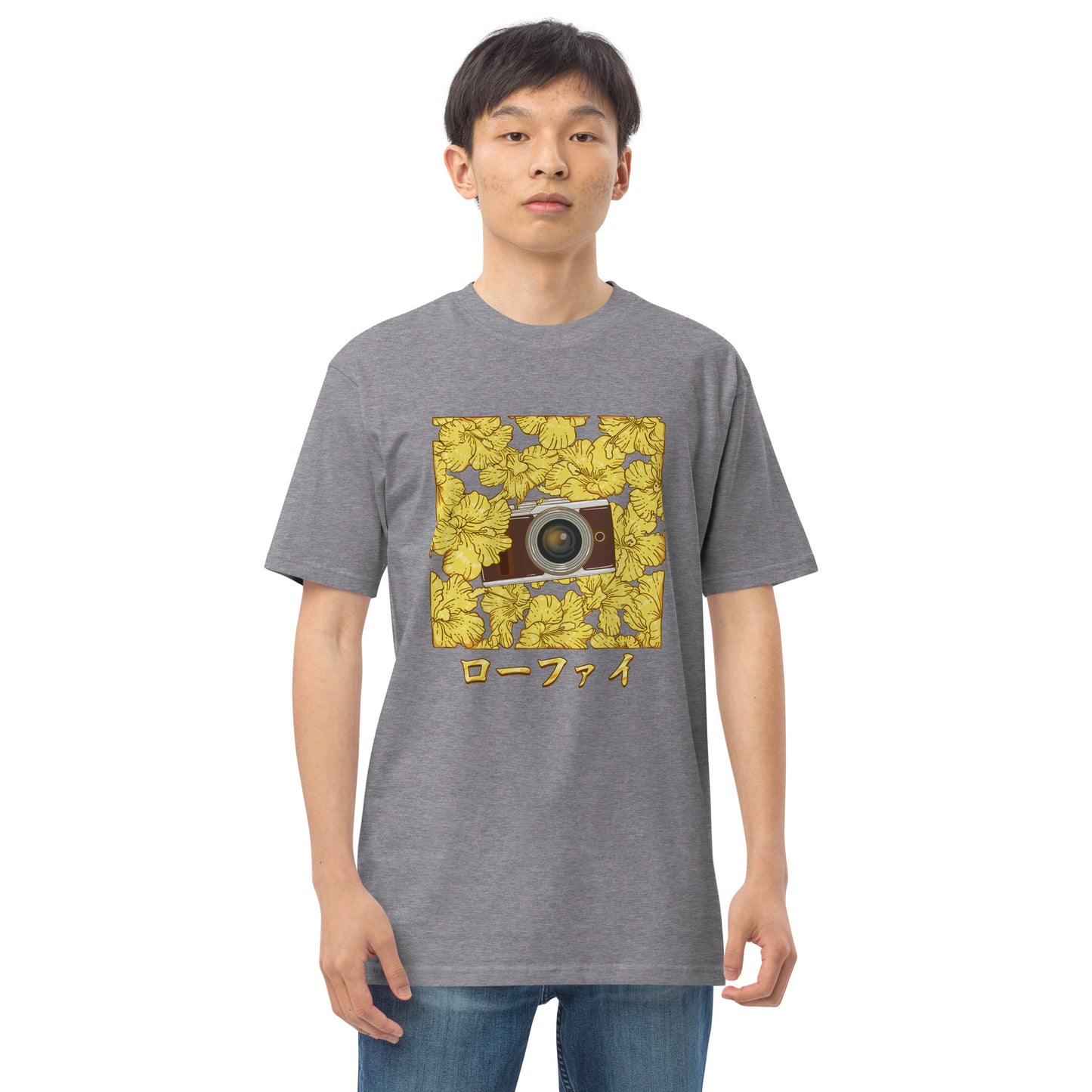 Lo-Fi Gold Hibiscus Men’s Premium Heavyweight Tee