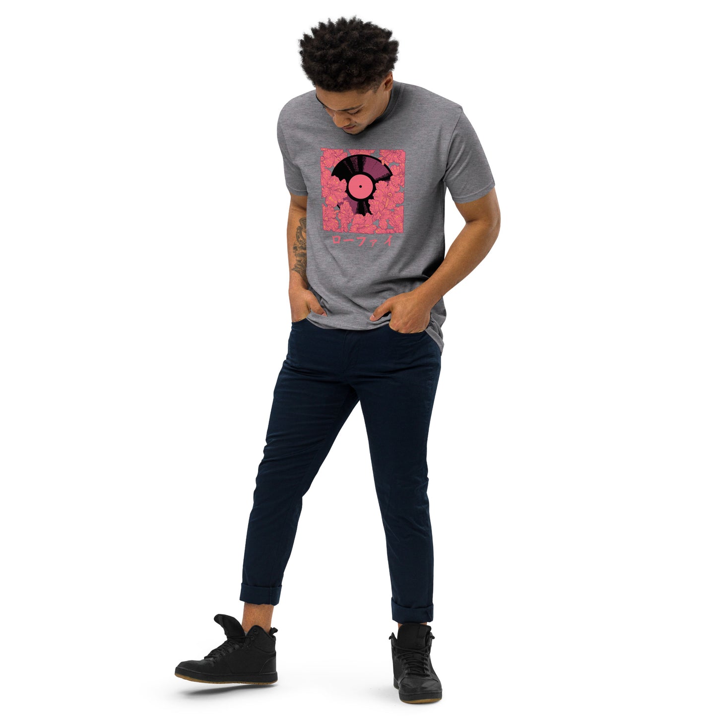 Lo-Fi Red Hibiscus Men’s Premium Heavyweight Tee