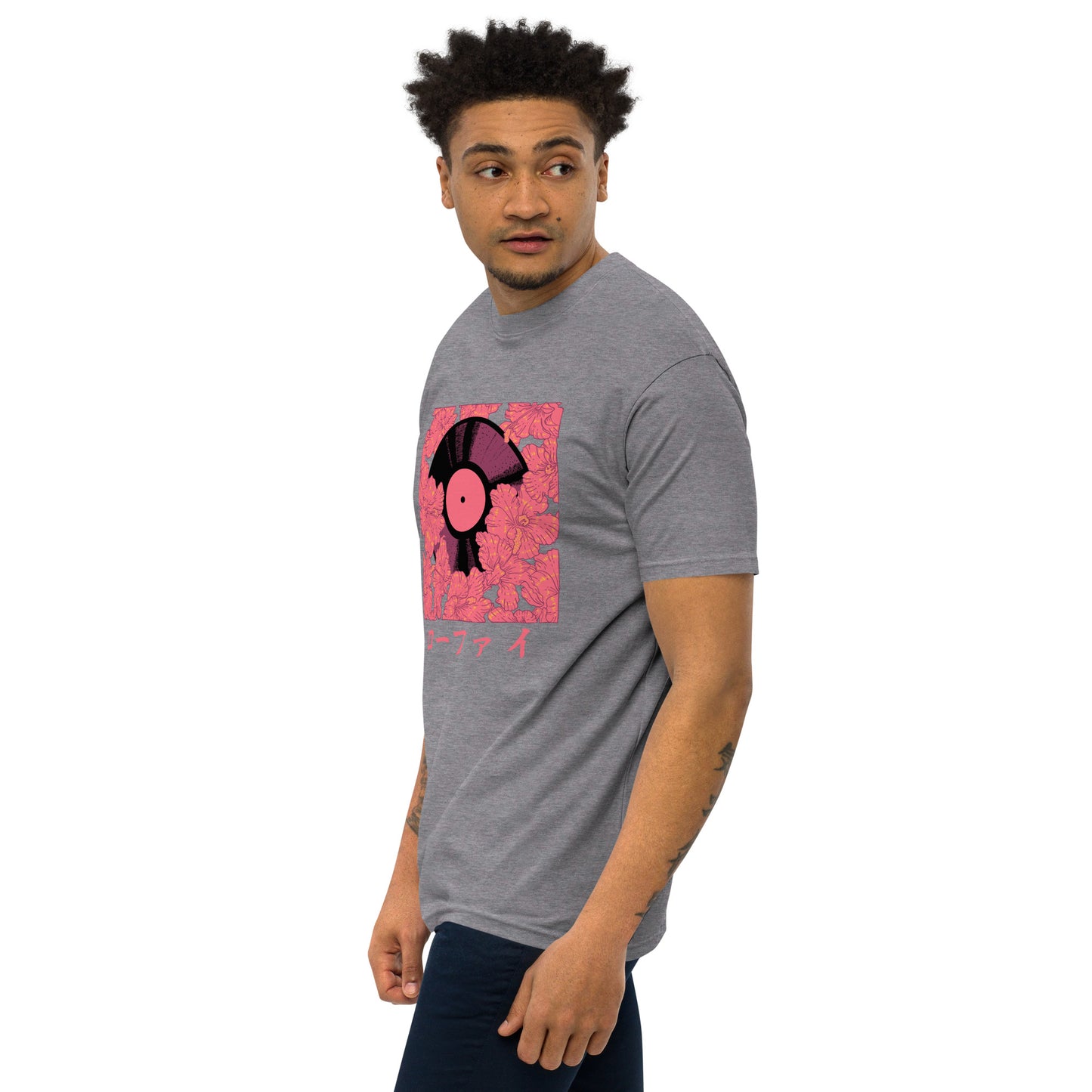 Lo-Fi Red Hibiscus Men’s Premium Heavyweight Tee