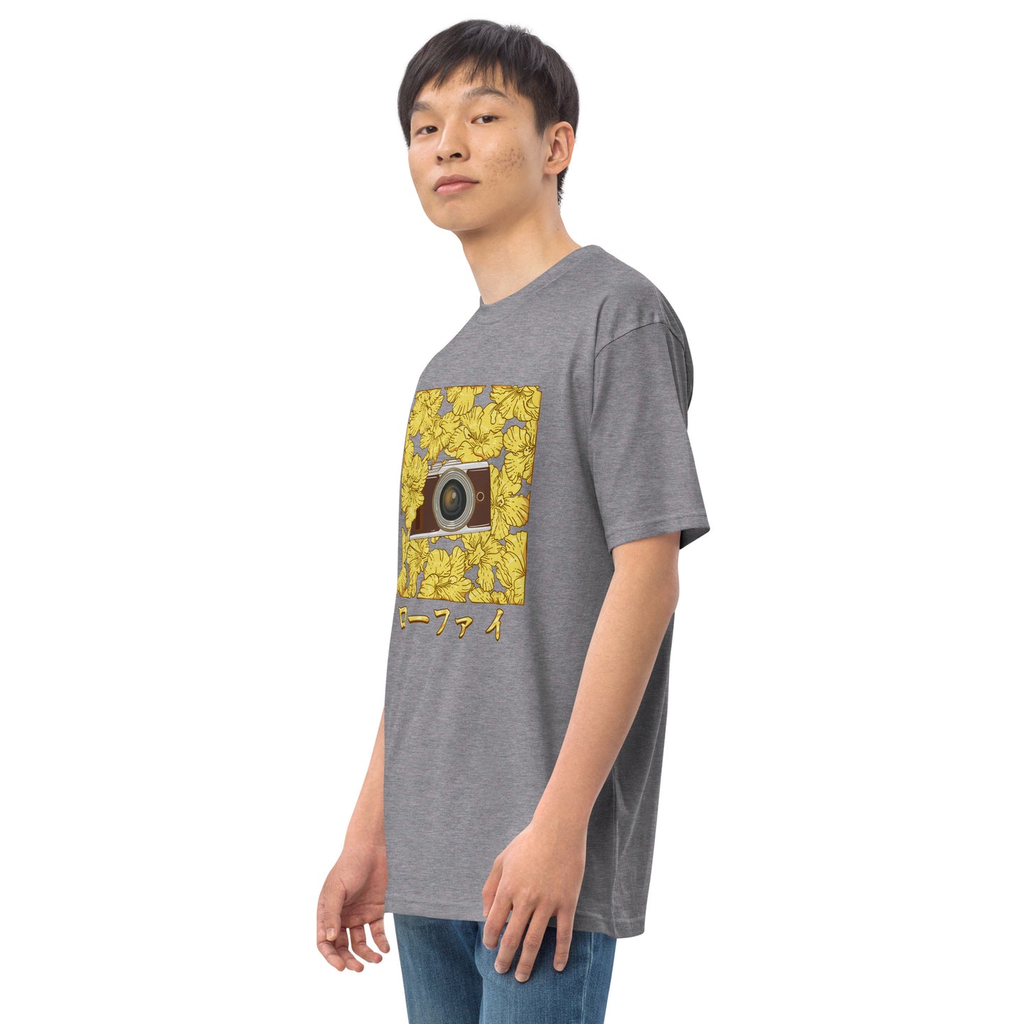 Lo-Fi Gold Hibiscus Men’s Premium Heavyweight Tee