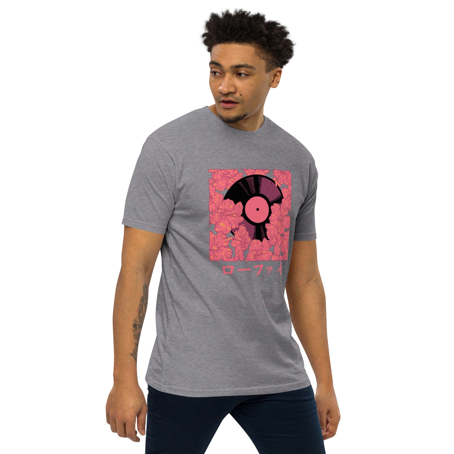 Lo-Fi Red Hibiscus Men’s Premium Heavyweight Tee