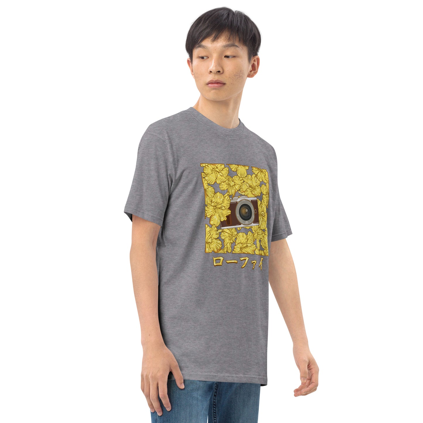 Lo-Fi Gold Hibiscus Men’s Premium Heavyweight Tee