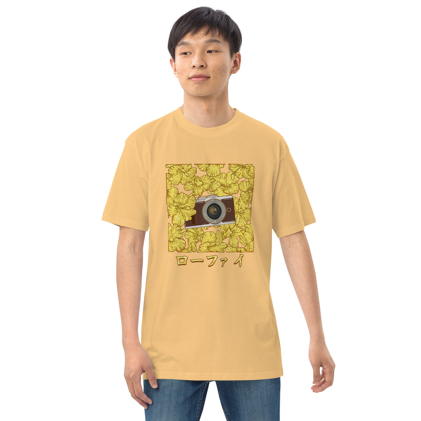 Lo-Fi Gold Hibiscus Men’s Premium Heavyweight Tee