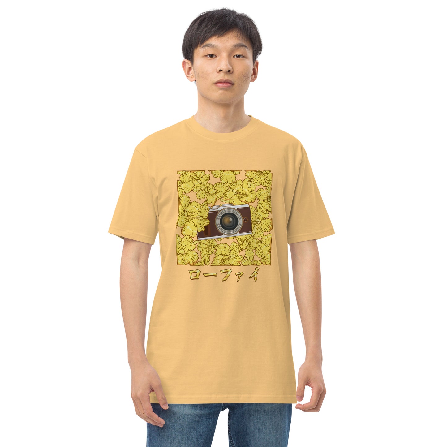 Lo-Fi Gold Hibiscus Men’s Premium Heavyweight Tee