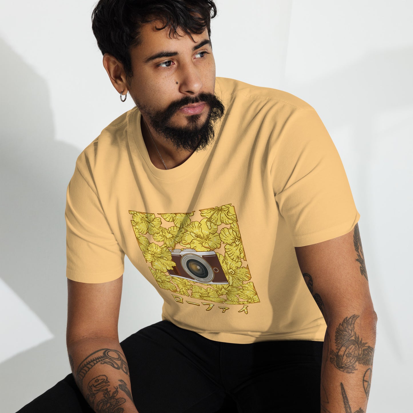 Lo-Fi Gold Hibiscus Men’s Premium Heavyweight Tee