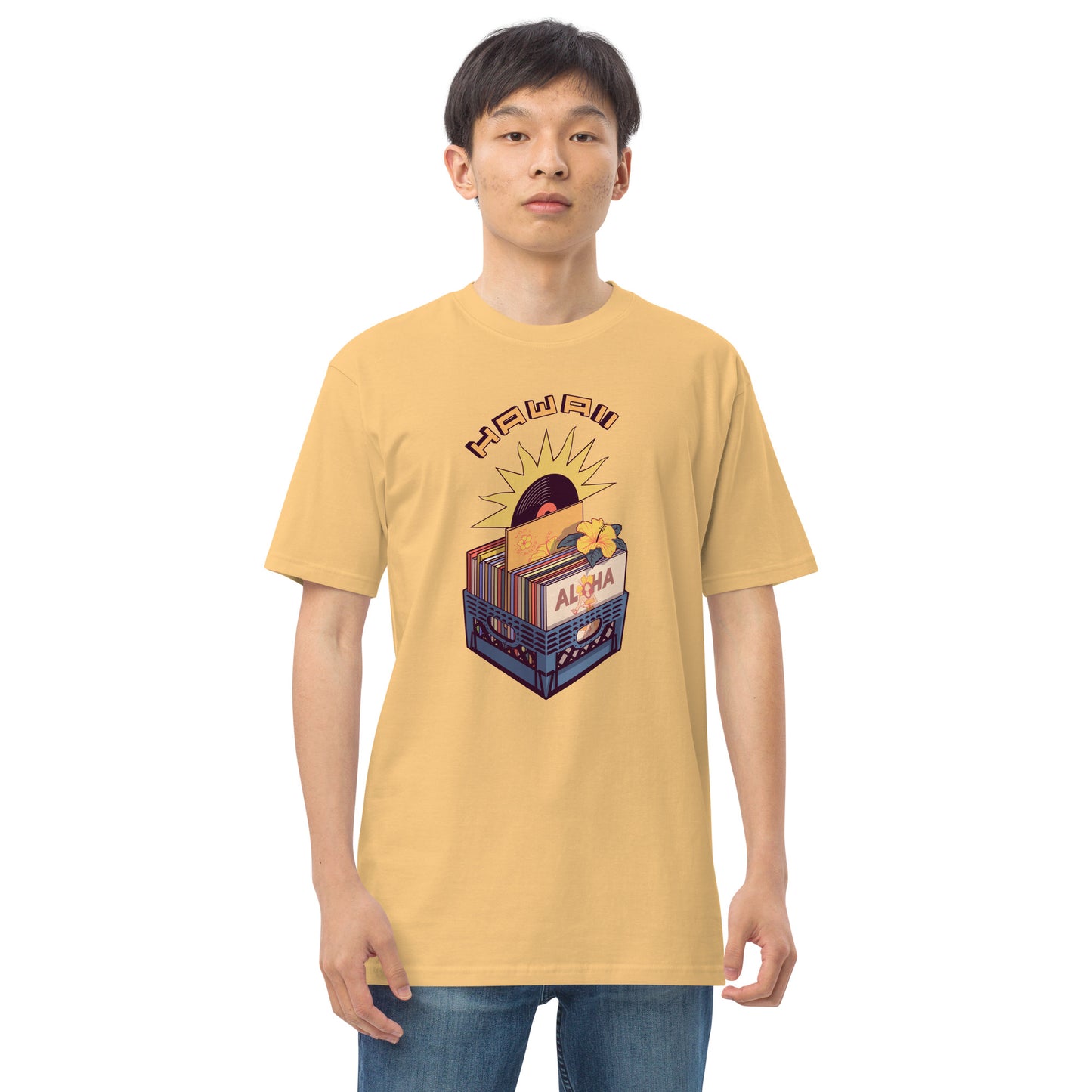 Hawaii Vinyl Records Men’s Premium Heavyweight Tee