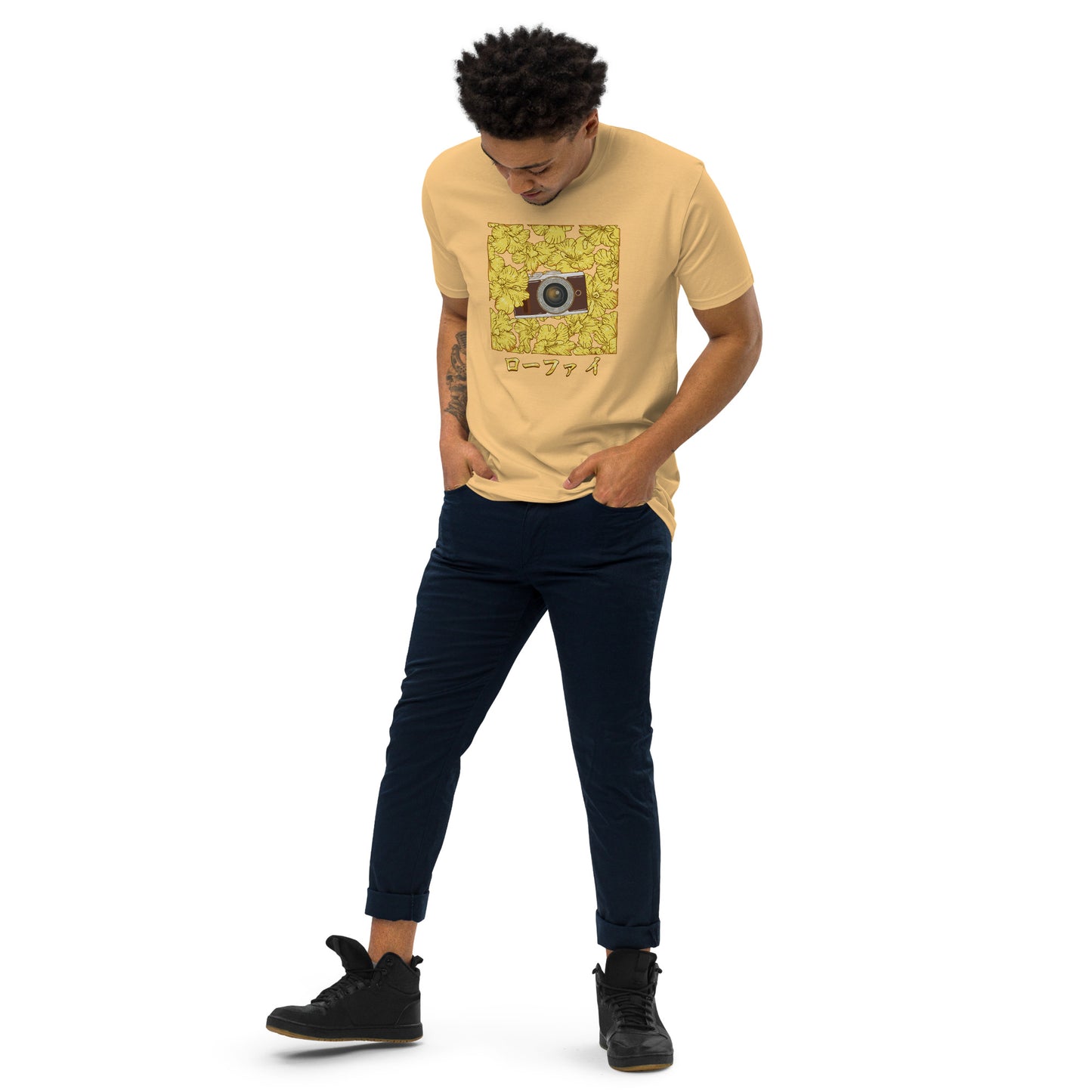 Lo-Fi Gold Hibiscus Men’s Premium Heavyweight Tee