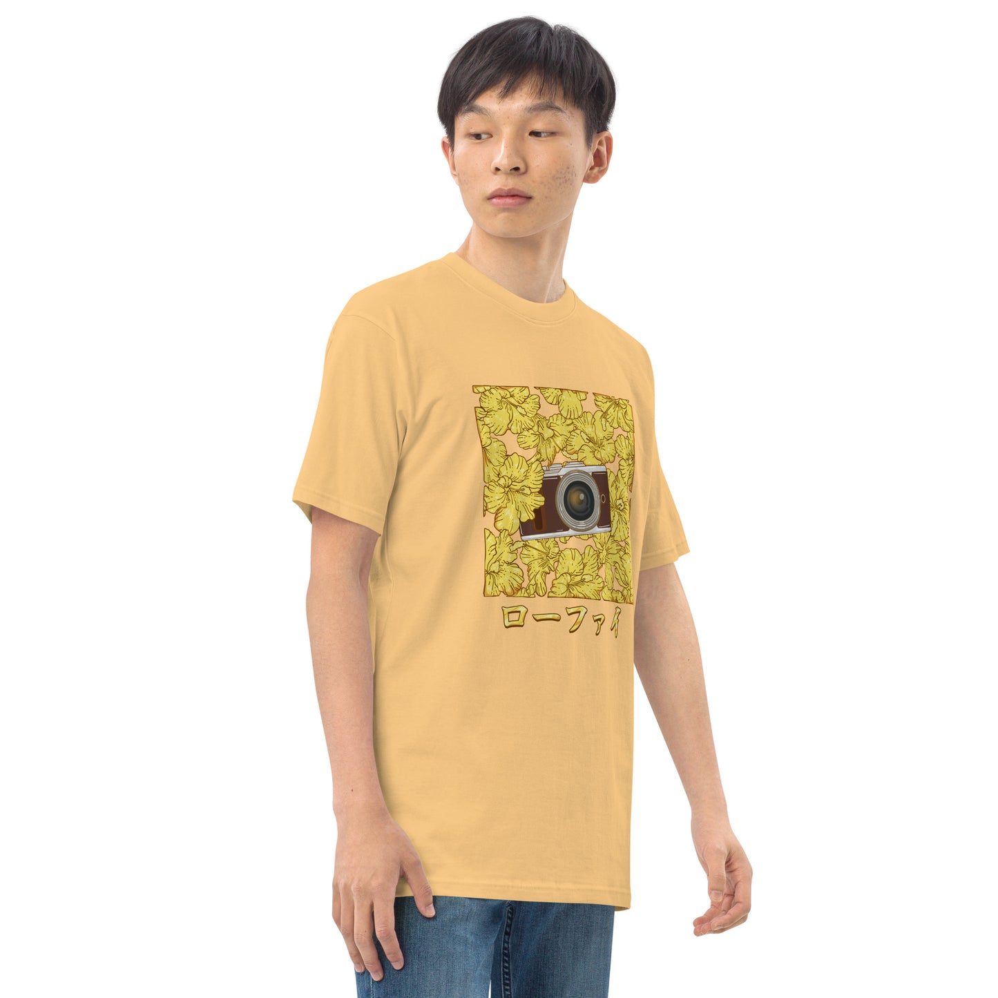 Lo-Fi Gold Hibiscus Men’s Premium Heavyweight Tee