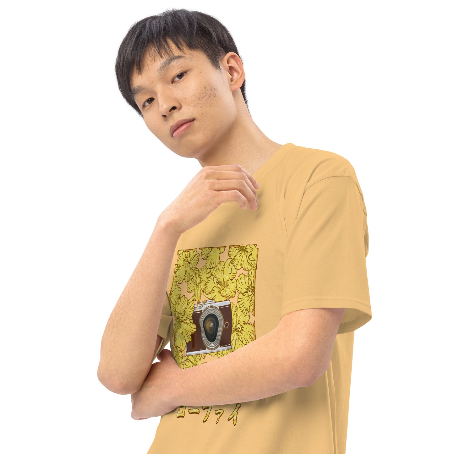 Lo-Fi Gold Hibiscus Men’s Premium Heavyweight Tee