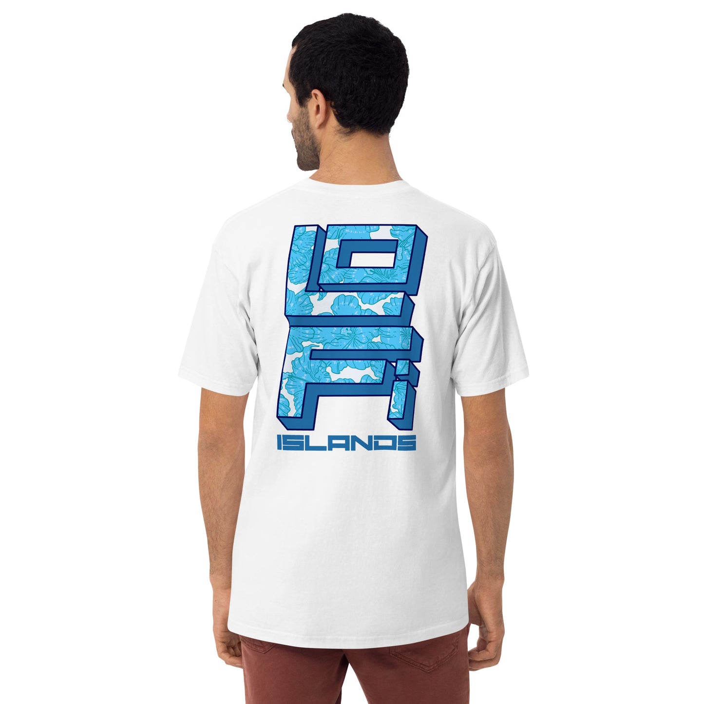 Blue Hibiscus 808 Men’s Premium Heavyweight Tee