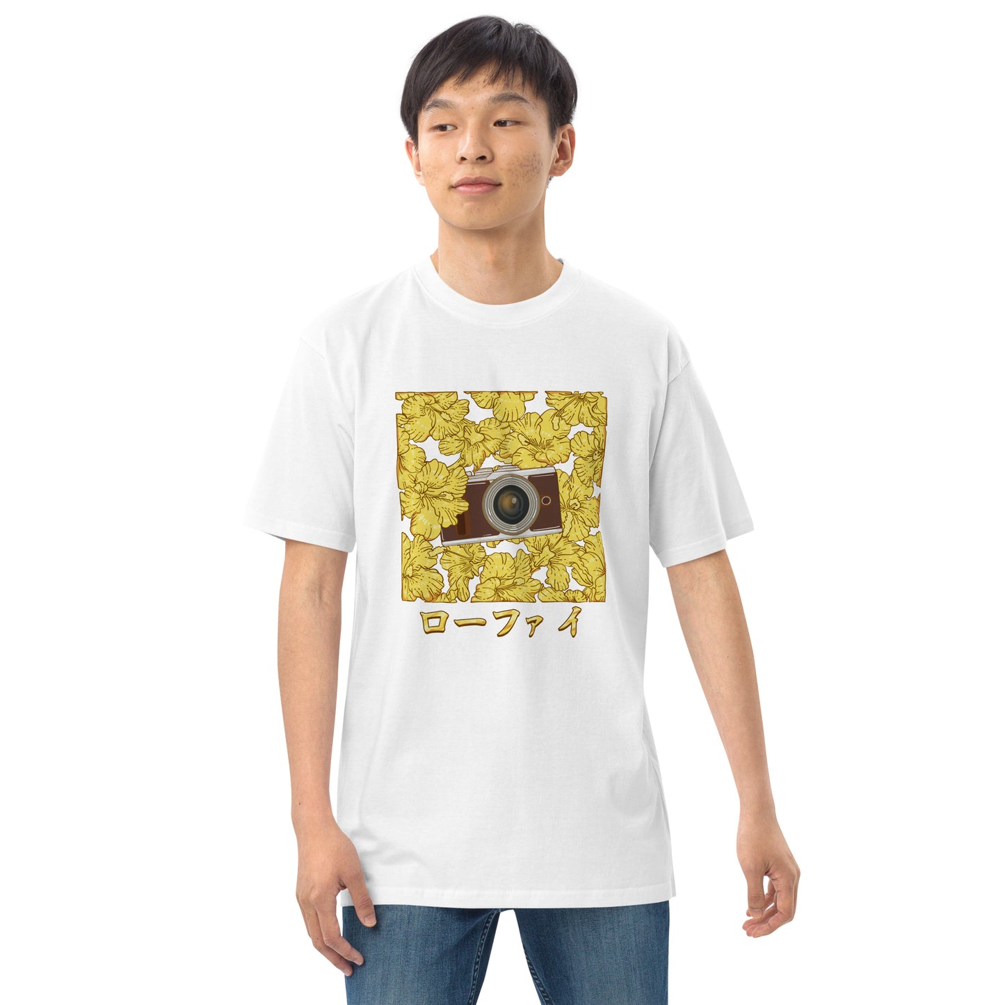 Lo-Fi Gold Hibiscus Men’s Premium Heavyweight Tee