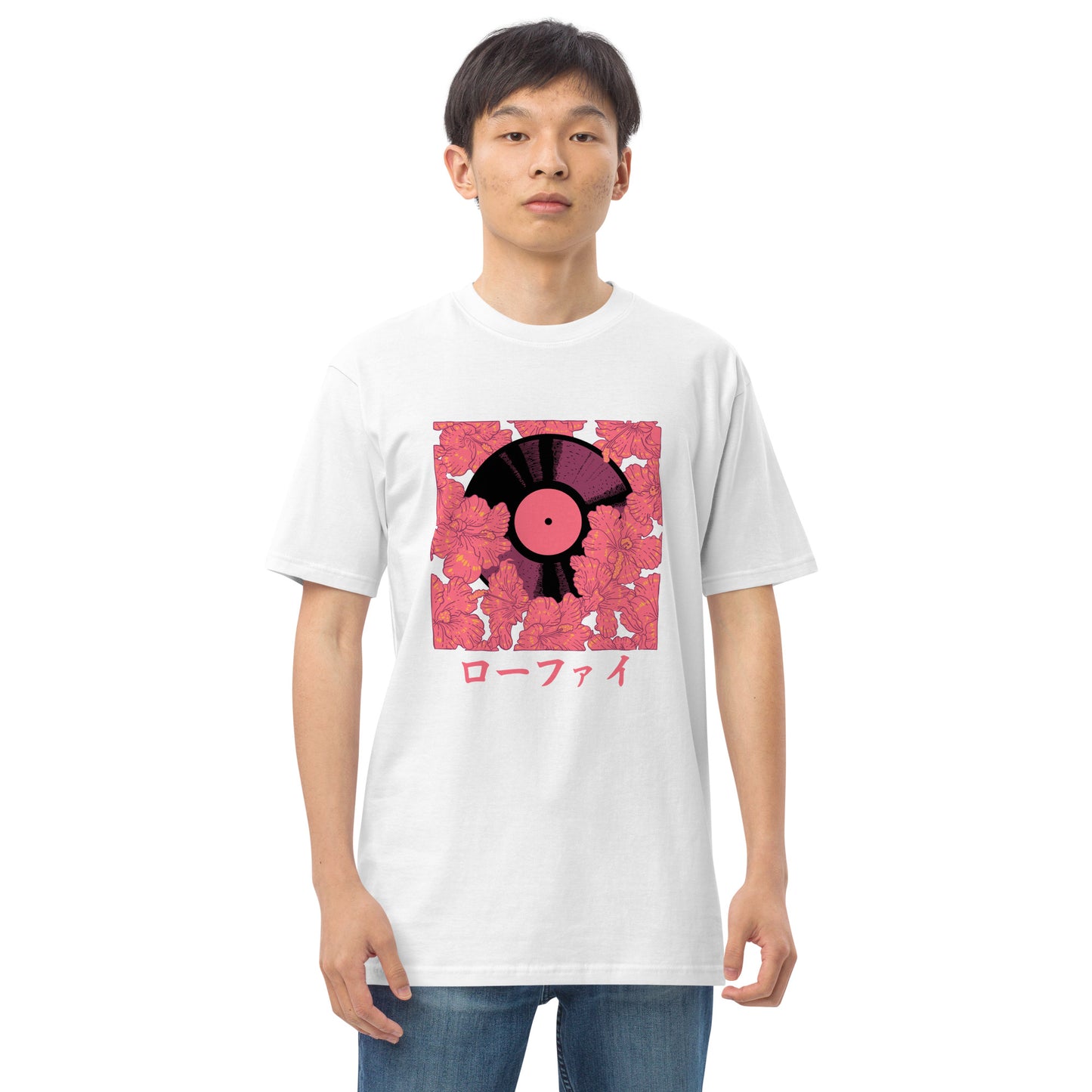 Lo-Fi Red Hibiscus Men’s Premium Heavyweight Tee