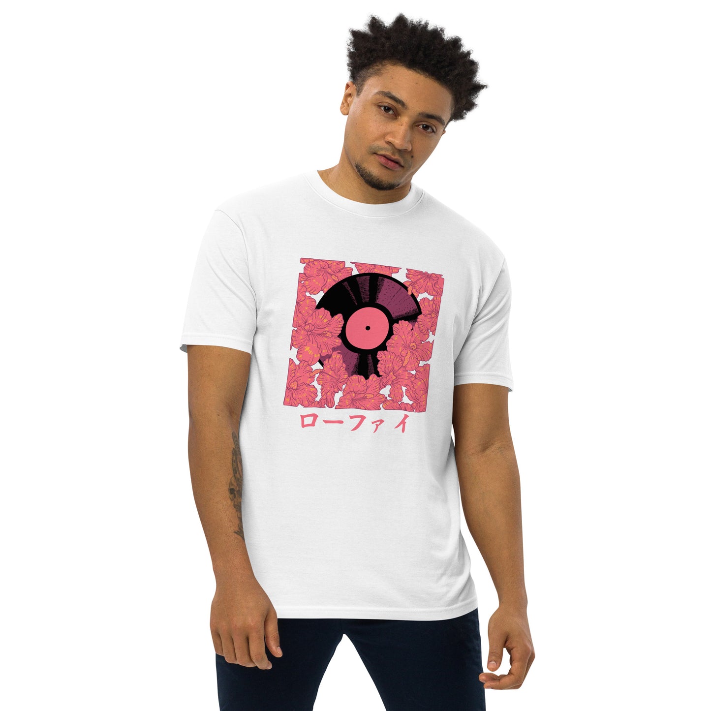 Lo-Fi Red Hibiscus Men’s Premium Heavyweight Tee