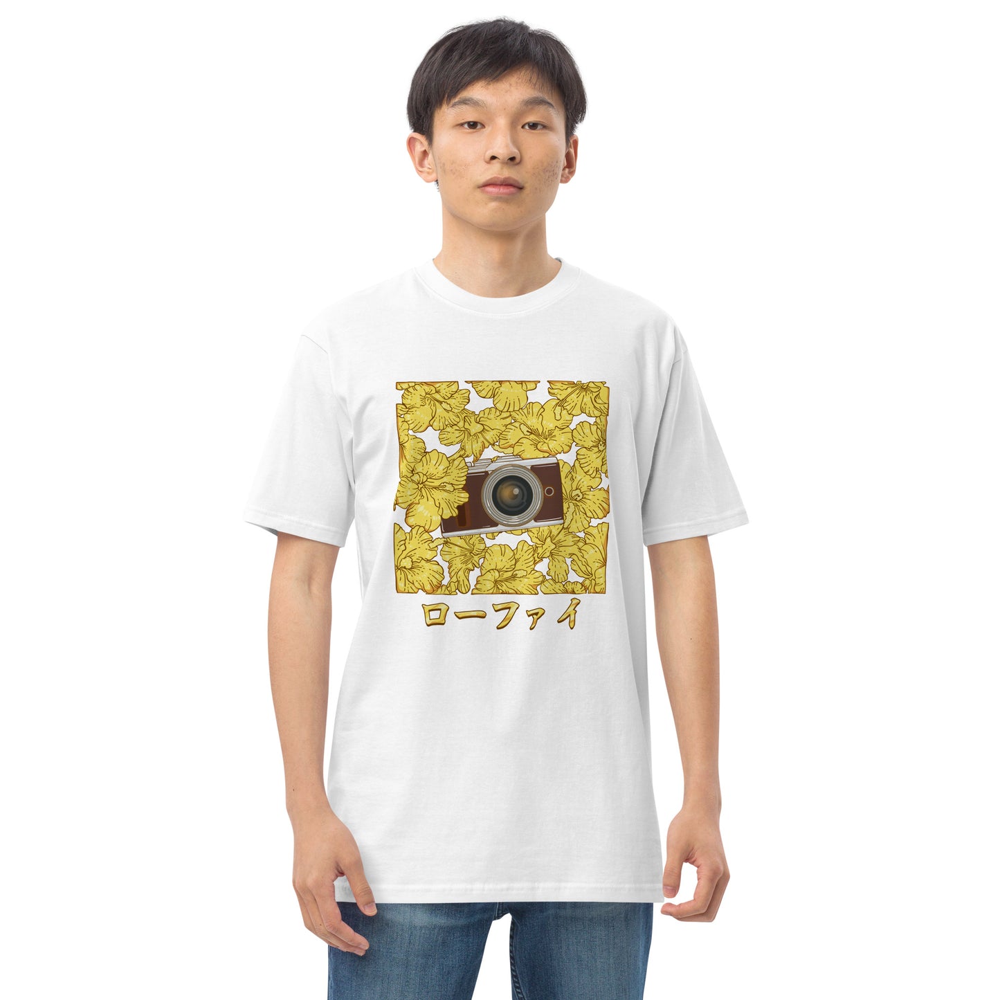 Lo-Fi Gold Hibiscus Men’s Premium Heavyweight Tee