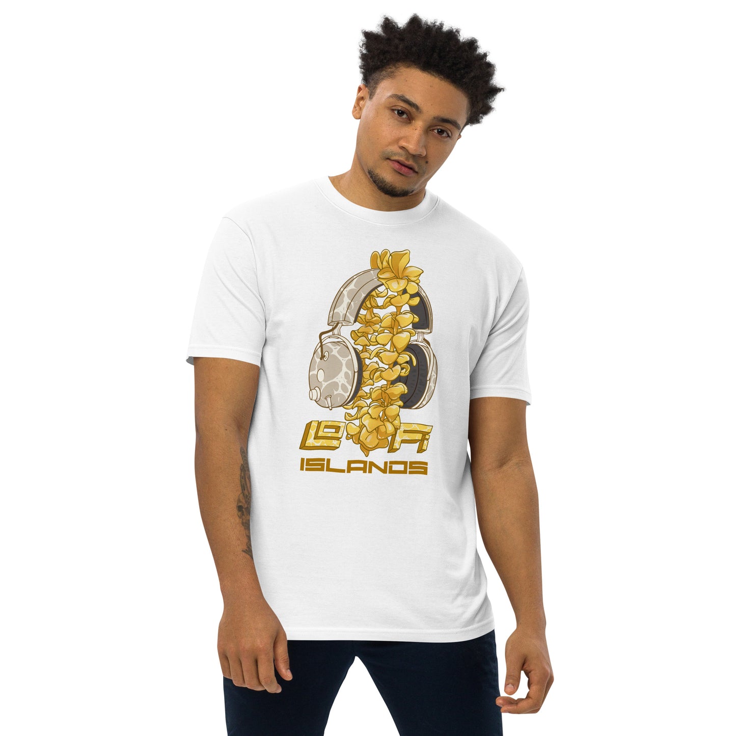 Gold Lei Headphones Men’s Premium Heavyweight Tee