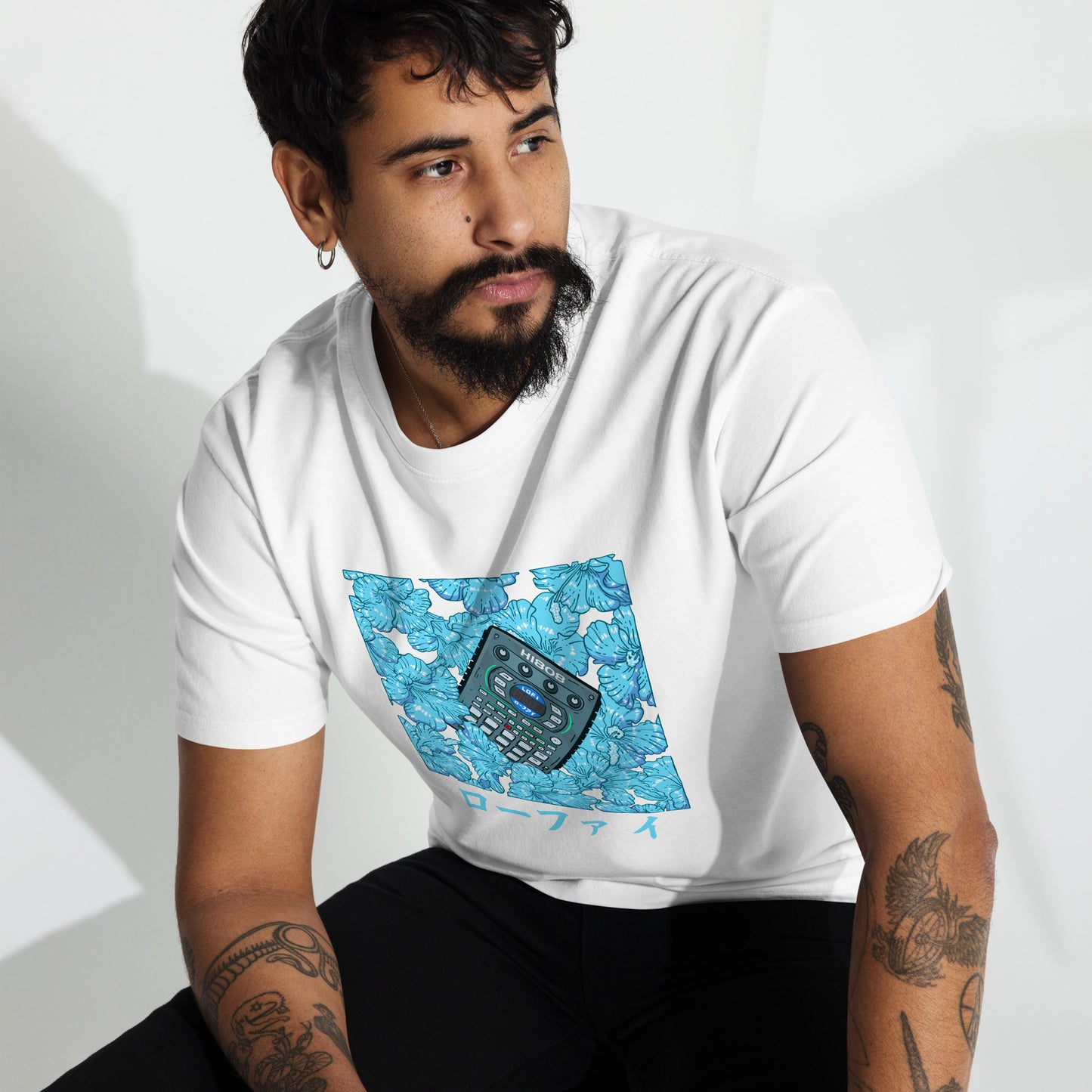 Blue Hibiscus 808 Men’s Premium Heavyweight Tee