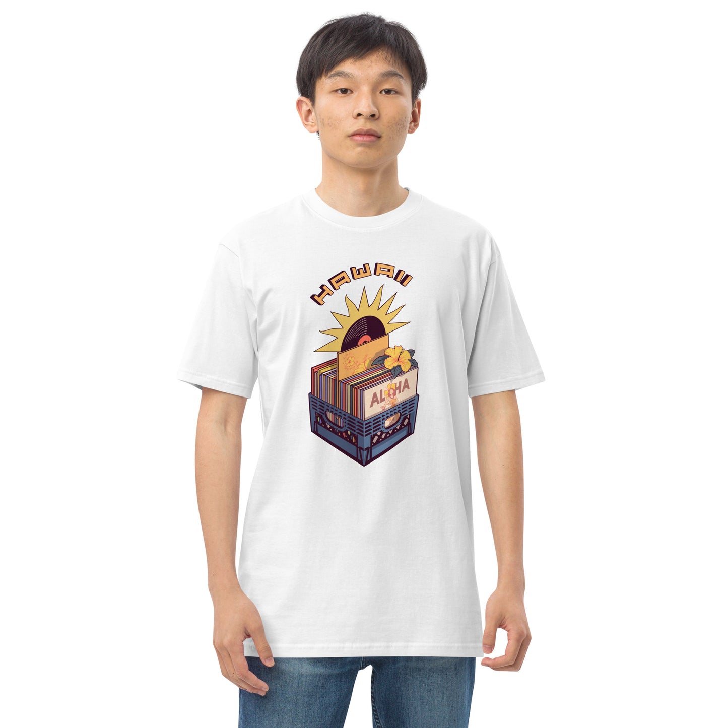 Hawaii Vinyl Records Men’s Premium Heavyweight Tee