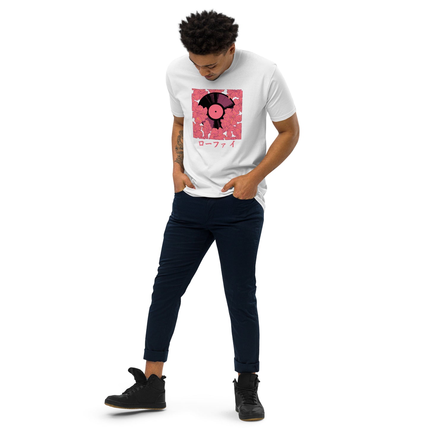 Lo-Fi Red Hibiscus Men’s Premium Heavyweight Tee