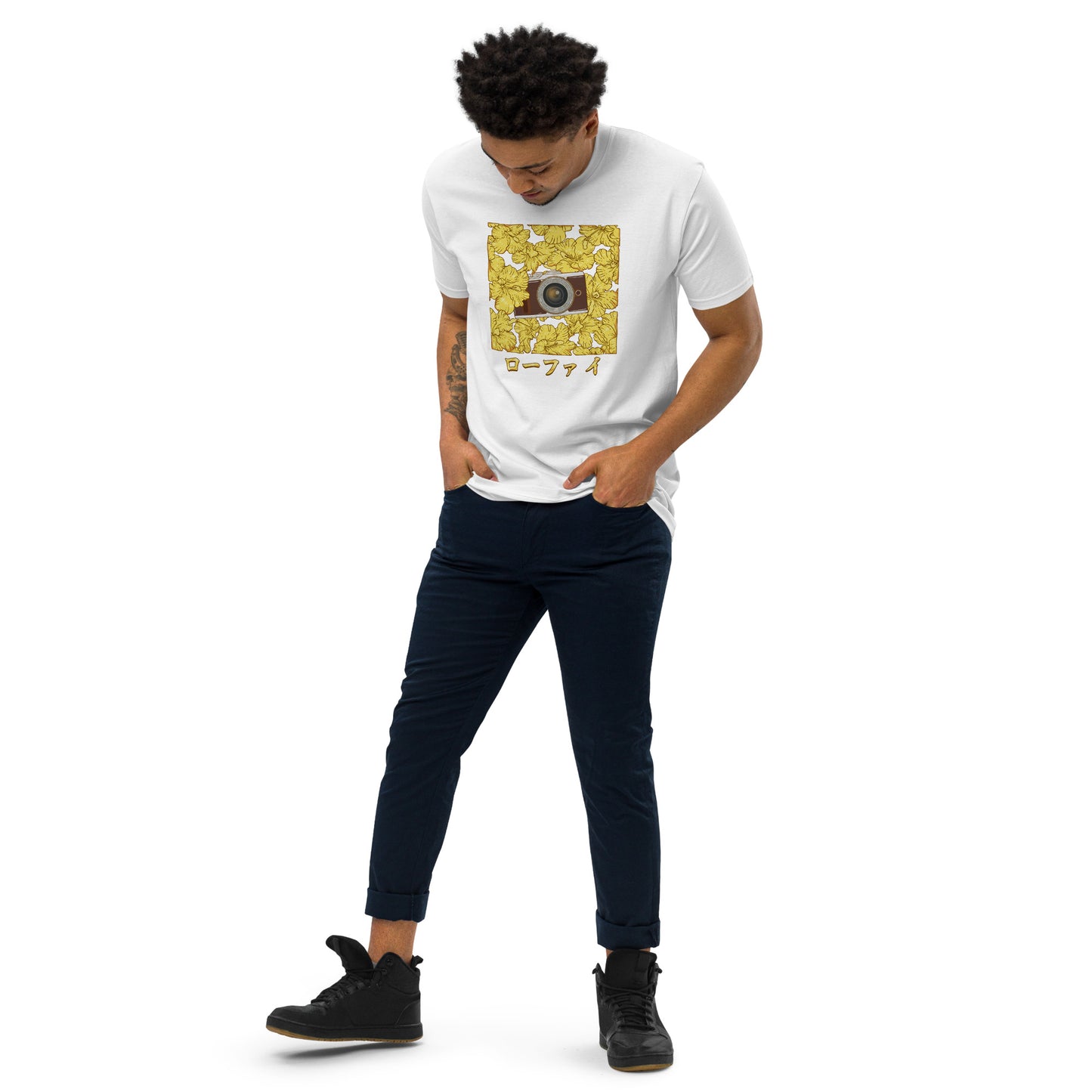 Lo-Fi Gold Hibiscus Men’s Premium Heavyweight Tee