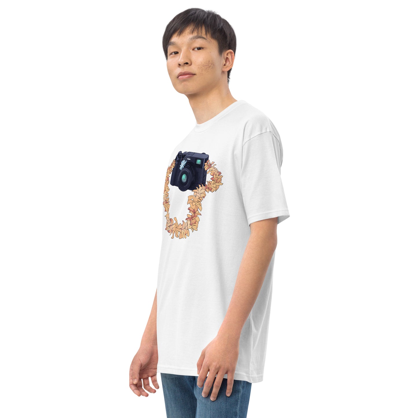 Vintage Camera Flower Lei Men’s Premium Heavyweight Tee