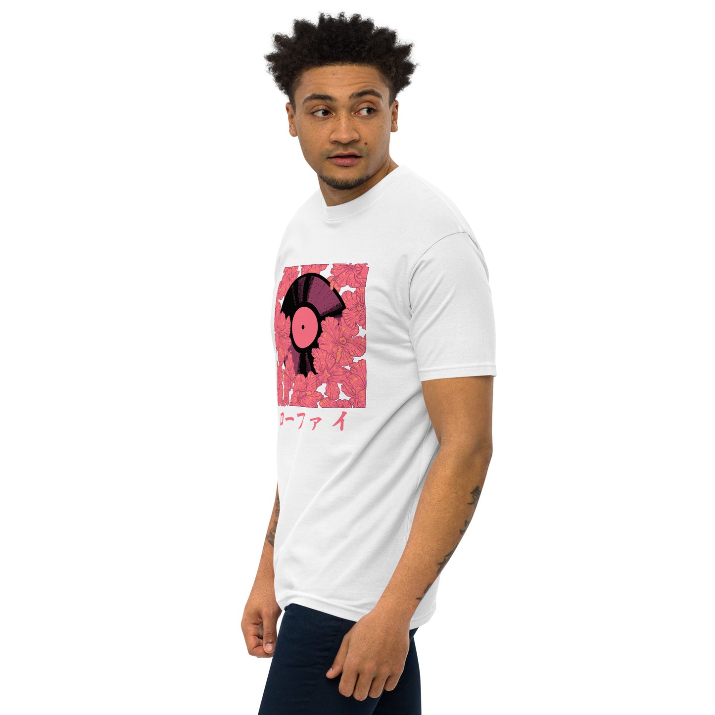 Lo-Fi Red Hibiscus Men’s Premium Heavyweight Tee