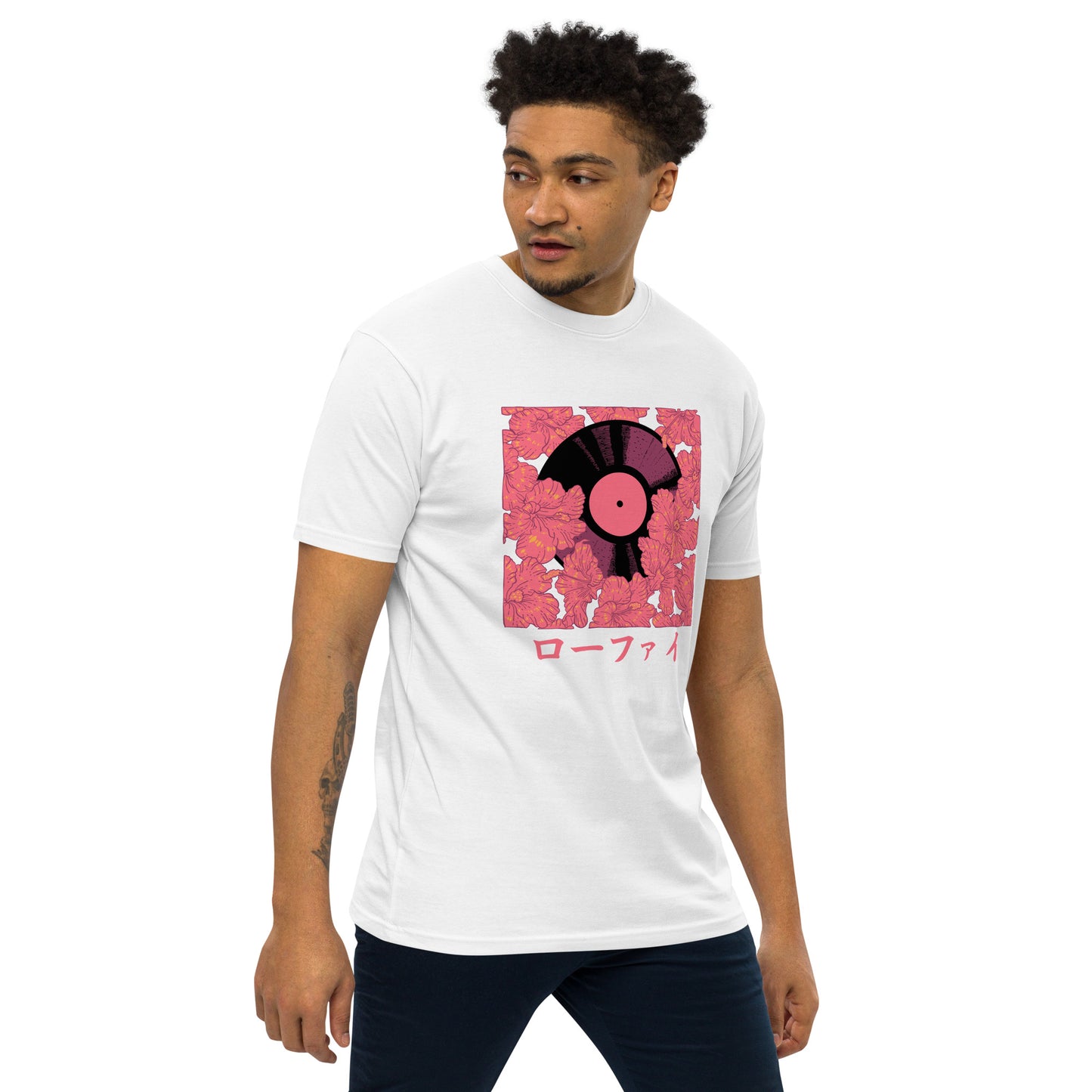 Lo-Fi Red Hibiscus Men’s Premium Heavyweight Tee