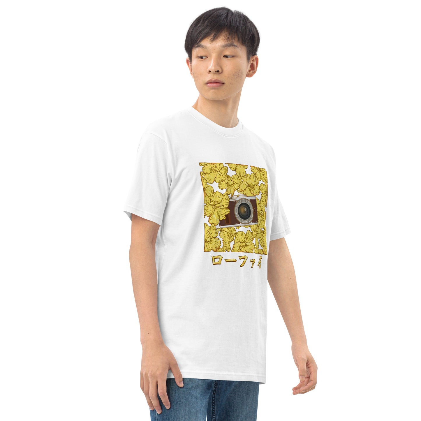 Lo-Fi Gold Hibiscus Men’s Premium Heavyweight Tee