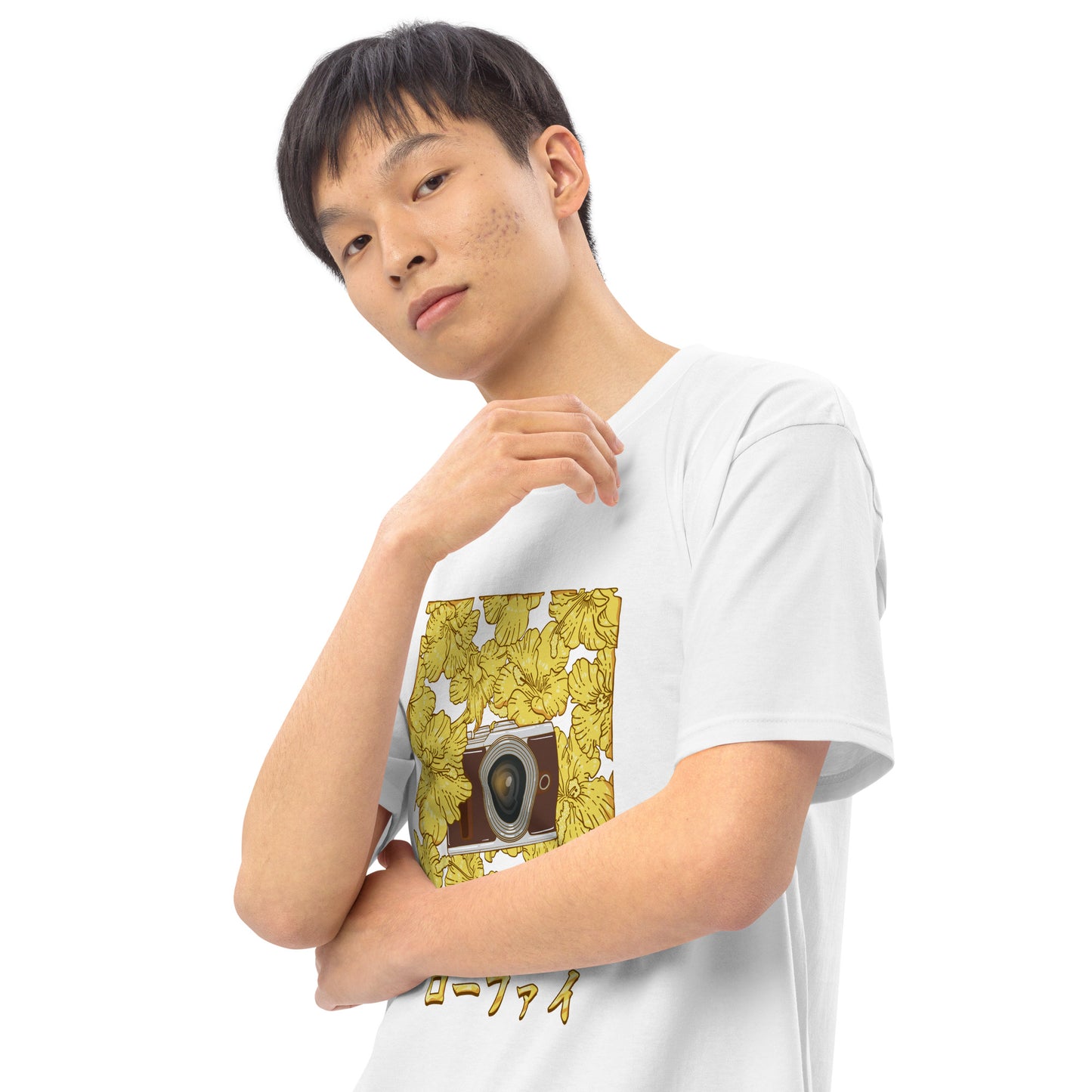 Lo-Fi Gold Hibiscus Men’s Premium Heavyweight Tee