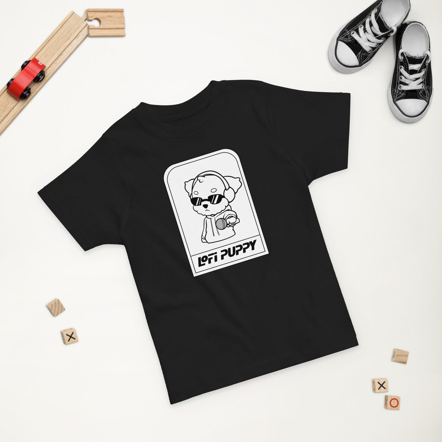 Lo-Fi Puppy B&W Toddler Jersey T-Shirt