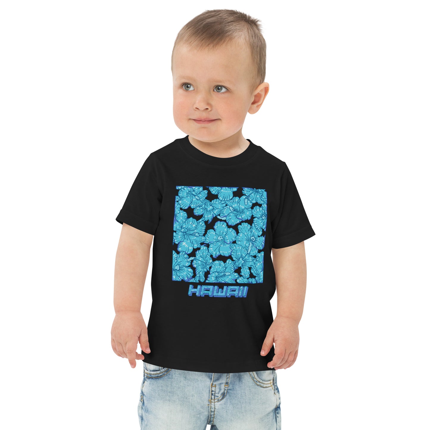 Blue Hibiscus Hawaii Toddler Jersey T-Shirt