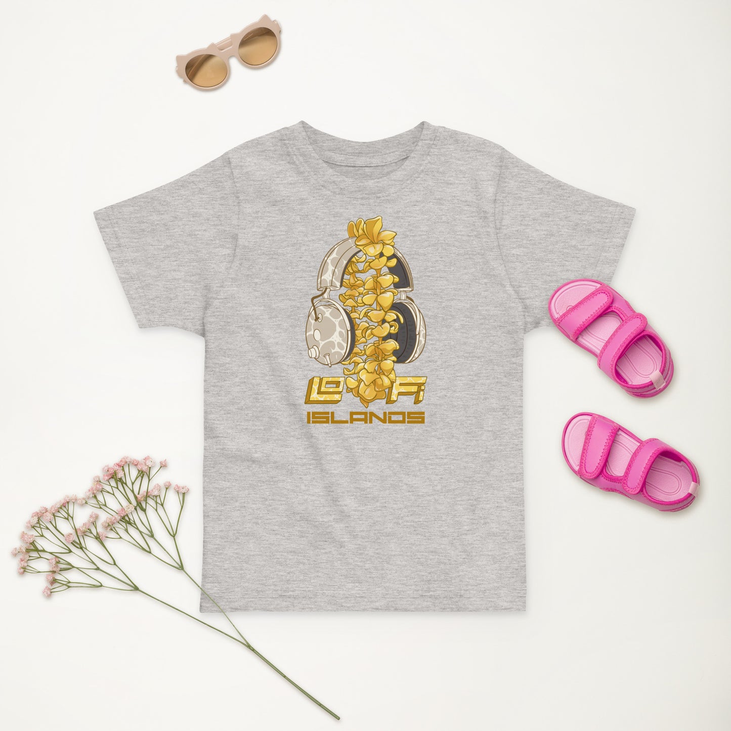 Lo-Fi Headphones Gold Lei Toddler Jersey T-Shirt