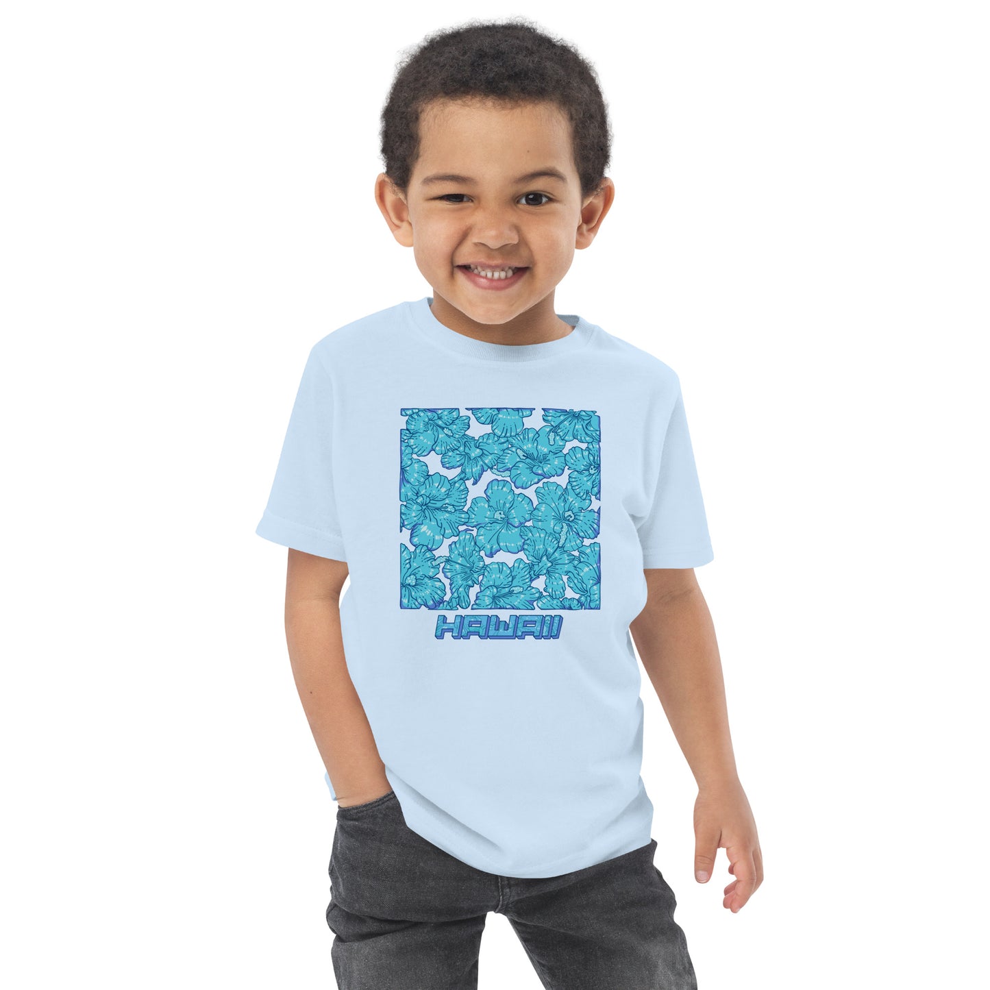 Blue Hibiscus Hawaii Toddler Jersey T-Shirt