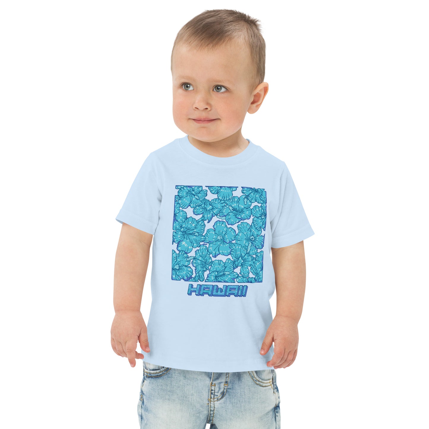 Blue Hibiscus Hawaii Toddler Jersey T-Shirt