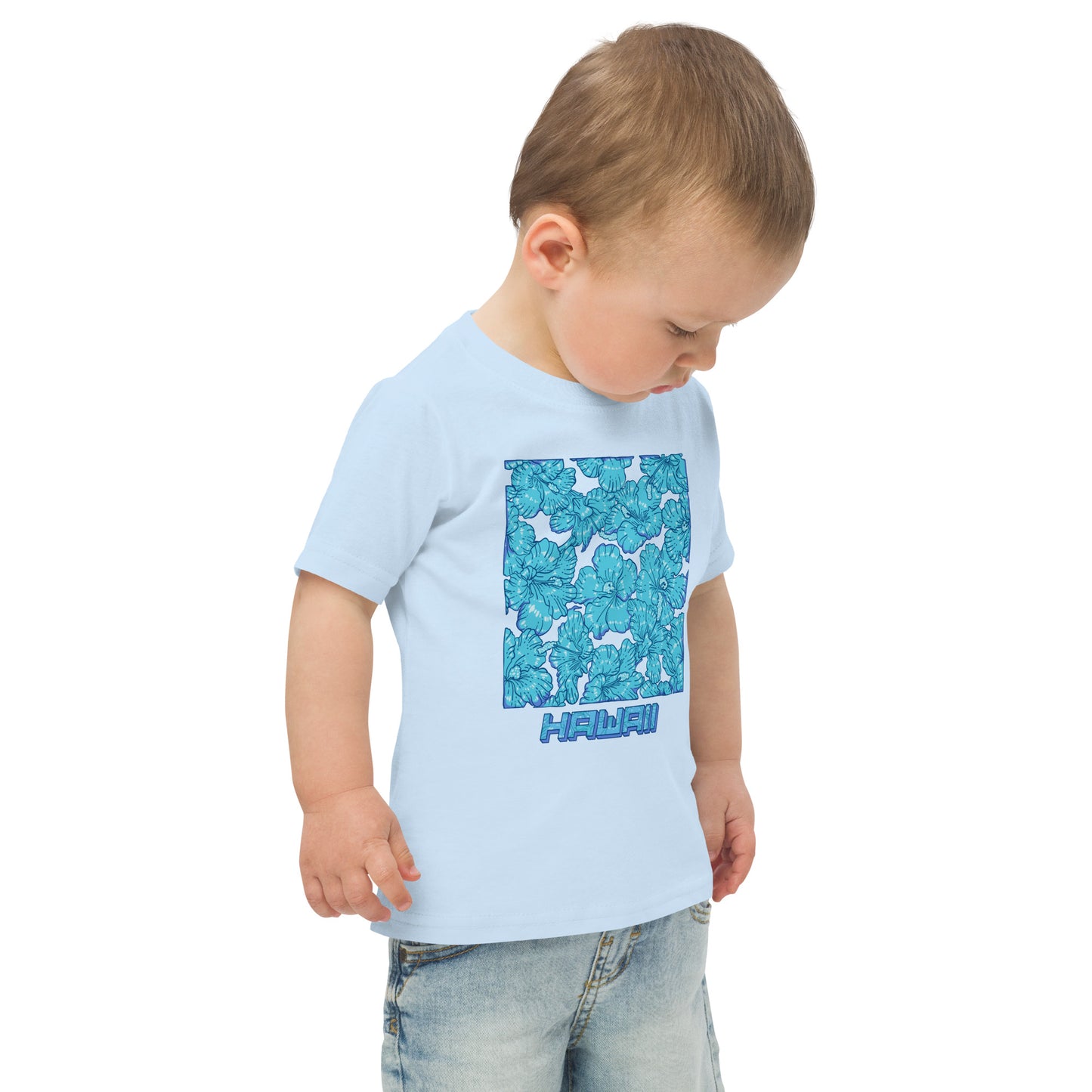 Blue Hibiscus Hawaii Toddler Jersey T-Shirt