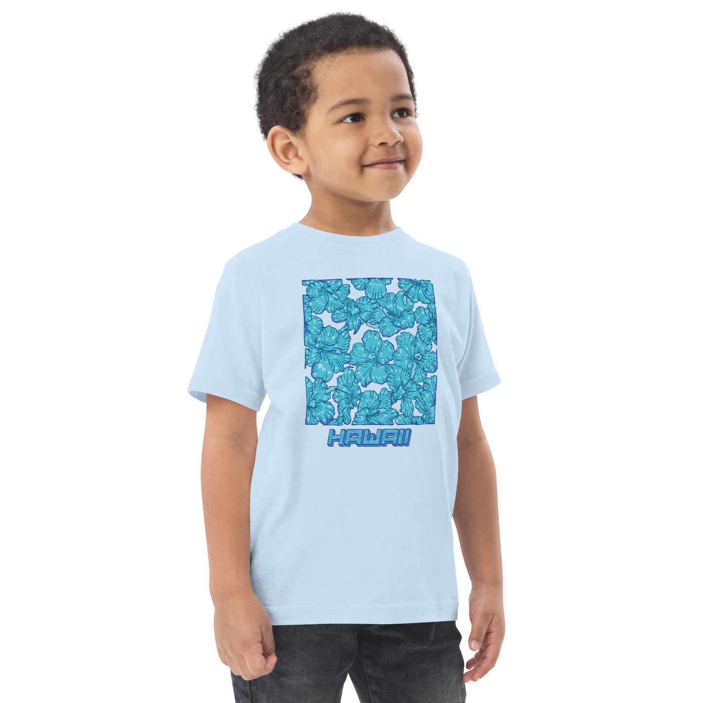 Blue Hibiscus Hawaii Toddler Jersey T-Shirt