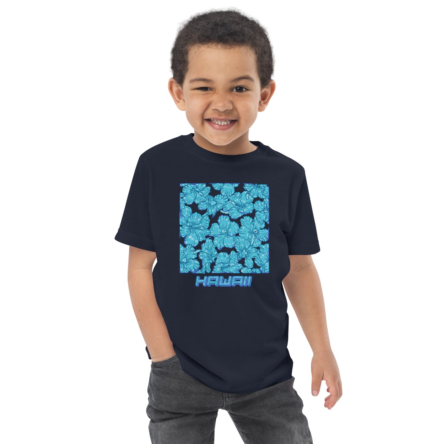 Blue Hibiscus Hawaii Toddler Jersey T-Shirt