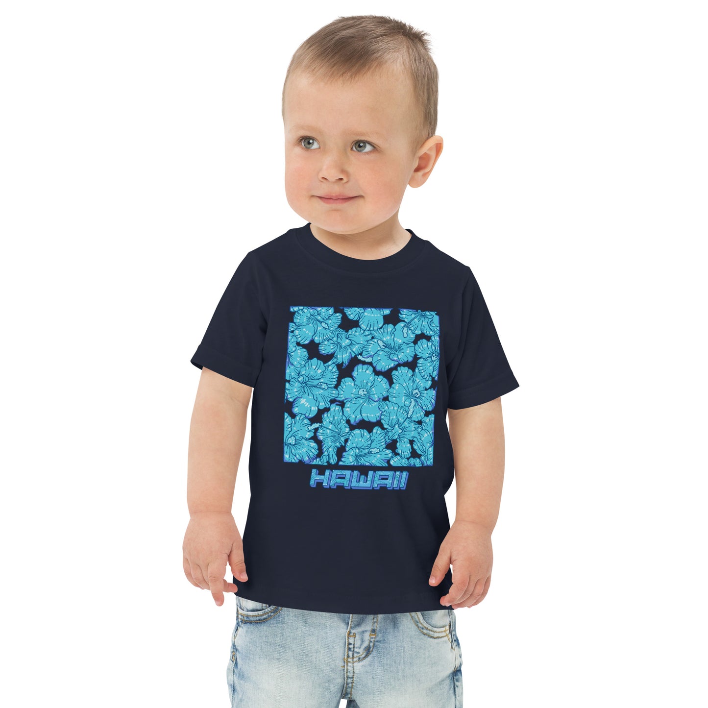 Blue Hibiscus Hawaii Toddler Jersey T-Shirt