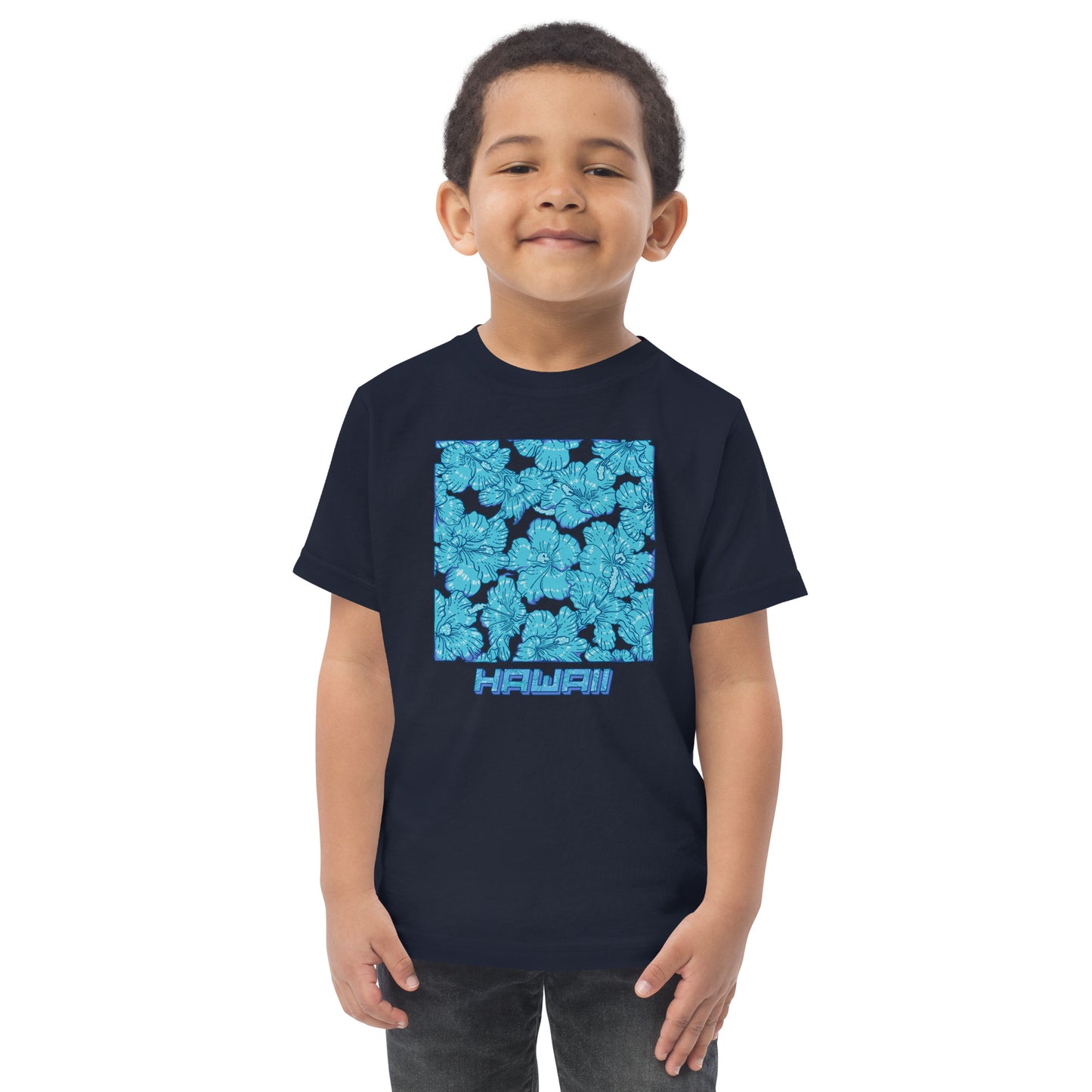 Blue Hibiscus Hawaii Toddler Jersey T-Shirt